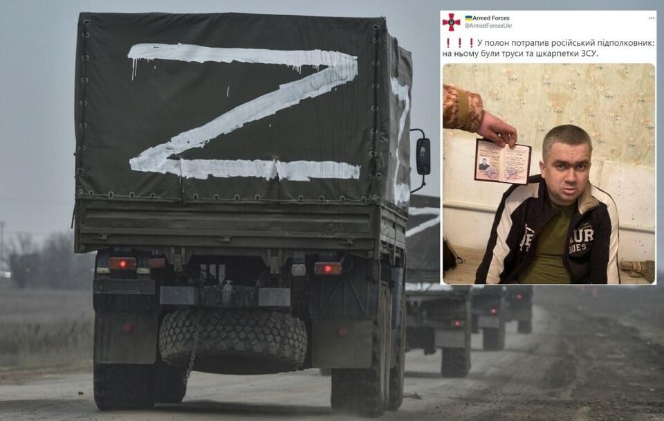 Rosyjski jeniec miał na sobie... bieliznę ukraińskiej armii / autor: PAP/EPA/STRINGER; Twitter/Armed Forces (screenshot)