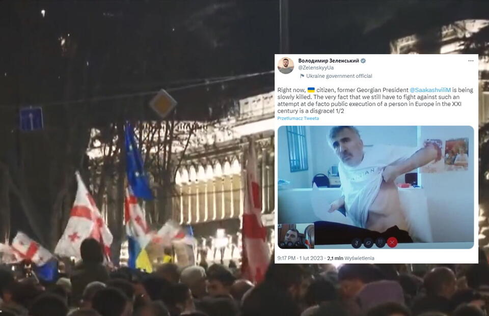 Protesty w Gruzji  / autor: screenshot TT/TOP TVP Info/@ZelenskyyUa