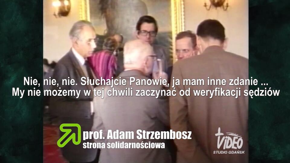 Prof. Strzembosz w 1989 / autor: kadr z filmu: Tu jest Polska