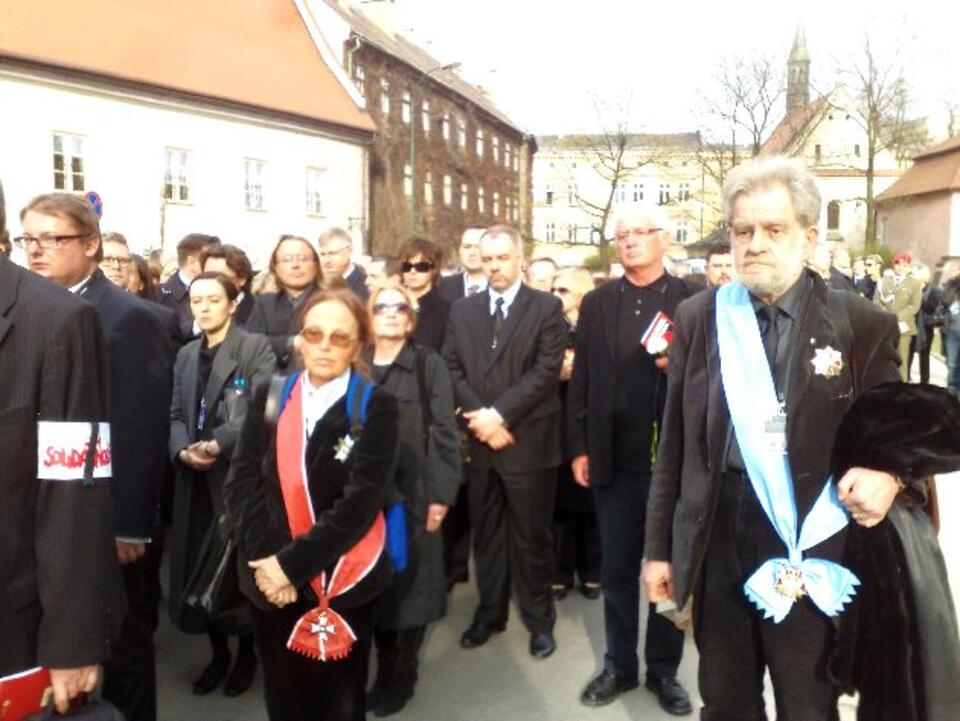 Joanna i Andrzej Gwiazdowie w czasie pogrzebu śp. Pary Prezydenckiej. Kraków, kwiecień 2010 roku