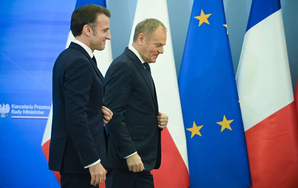 Emmanuel Macron i Donald Tusk / autor: PAP/Marcin Obara