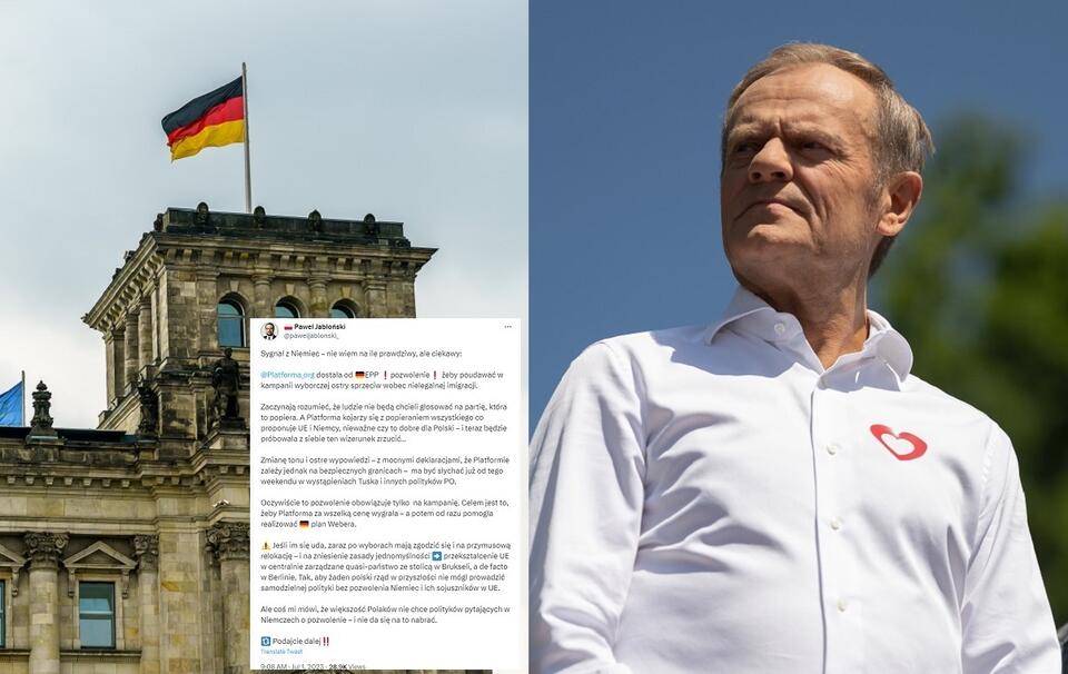 Niemiecka flaga/Donald Tusk na marszu 4 czerwca / autor: Fratria