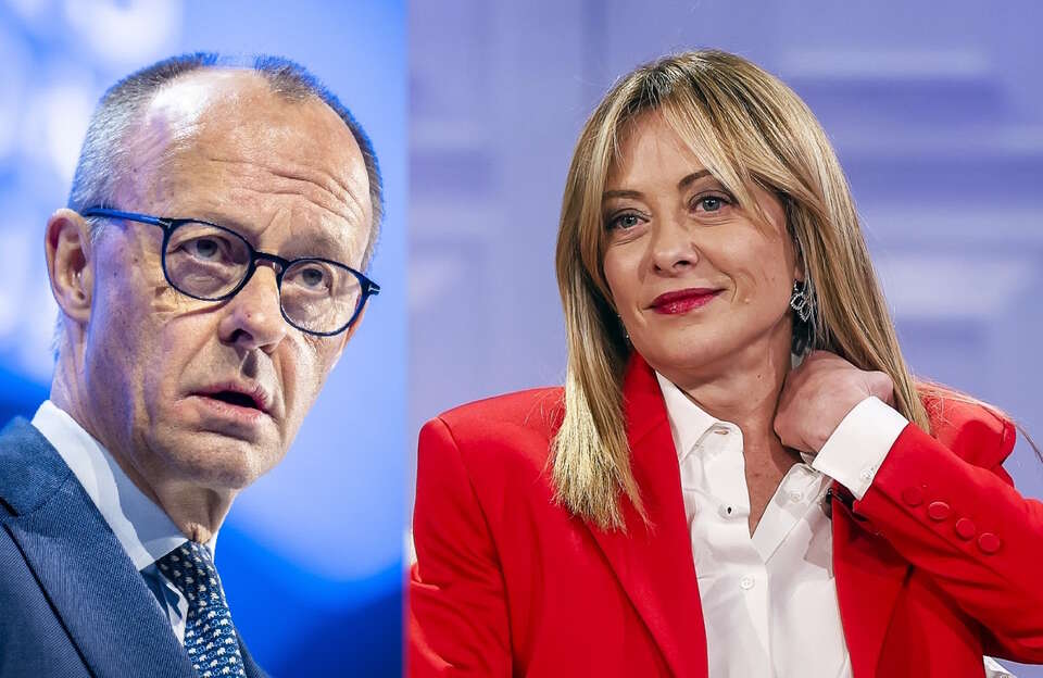 Kanclerz Niemiec Friedrich Merz i premier Włoch Giorgia Meloni (oboje na zdjęciu) stawiają na bliższą współpracę? / autor: PAP/EPA