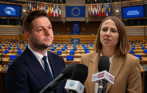 Patryk Jaki/Anna Bryłka. W tle PE / autor:  Fratria