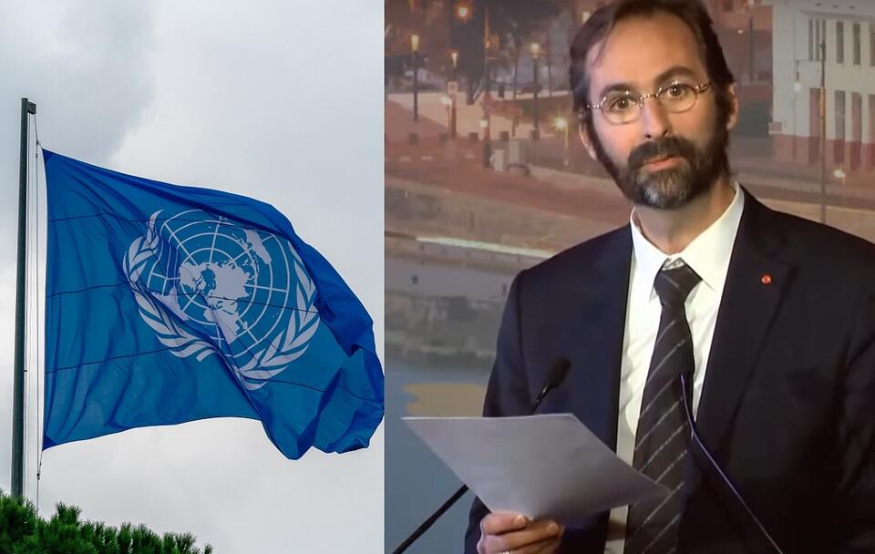 Flaga ONZ/ Dr Grégor Puppinck / autor: Fratria/Screen/YouTube