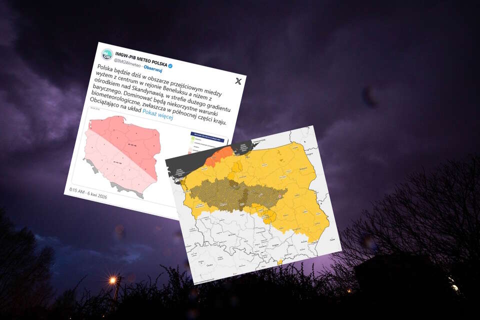 Na zdjęciu w tle wiosenna burza w Działoszynie (pow. pajęczański) / autor: PAP/Krzysztof Ćwik