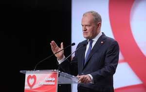 Premier Donald Tusk na Radzie Krajowej KO / autor: PAP/Leszek Szymański