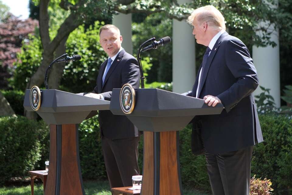 Prezydent RP Andrzej Duda i prezydent USA Donald Trump w Białym Domu- zdj. archiwalne z 2020 roku / autor: Fratria/M.Czutko