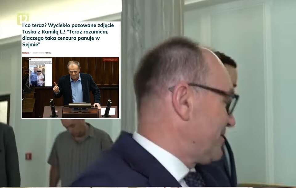 Politycy KO bagatelizują zdjęcie Tuska z Kamilą L. (w tle Marek Sowa z KO) / autor: wPolsce24