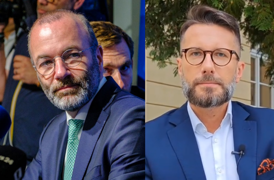 Manfred Weber, Radosław Fogiel  / autor: screenshot Twitter @radekfogiel, @ManfredWeber
