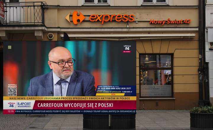 Francuska grupa Carrefour rozpoczęła formalny proces sprzedaży swojego polskiego oddziału. Informację o tym jako pierwsza podała telewizja wPolsce24 / autor: Fratria / ZK