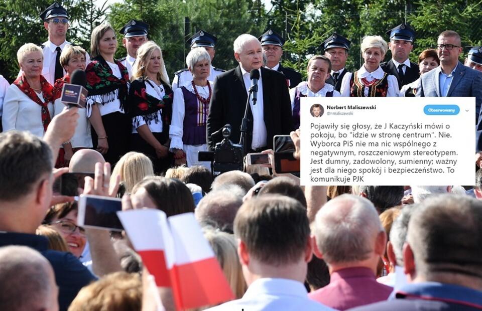 Prezes PiS Jarosław Kaczyński podczas pikniku wyborczego w Gózdzie k. Radomia / autor: PAP/Piotr Polak