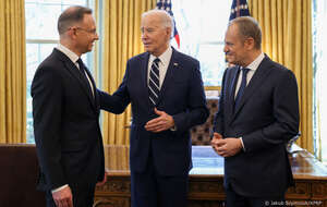 Prezydent Andrzej Duda i premier Donald Tusk z wizytą u prezydenta USA Joe Bidena / autor: prezydent.pl