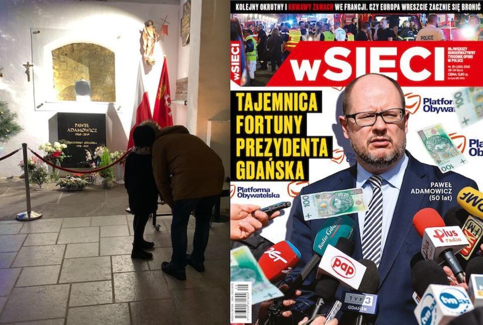 Left: Urn with the ashes of the President in St. Mary's Basilica in Gdańsk / autor: wpolityce.pl