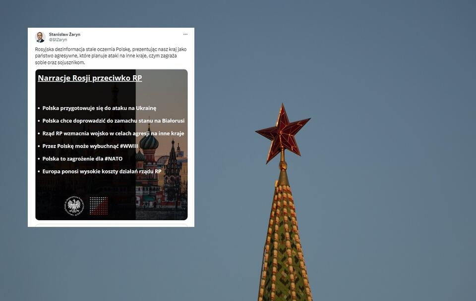Zdj. ilustracyjne, czerwona gwiazda na szczycie wieży Kremla / autor: Fratria; X/Stanisław Żaryn