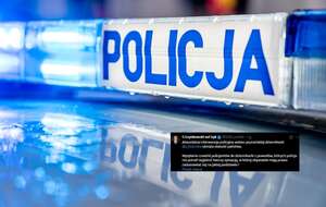 Włączona sygnalizacja policji oraz wpis Szymona Szynkowskiego vel Sęka z portalu X / autor: Fratria/X