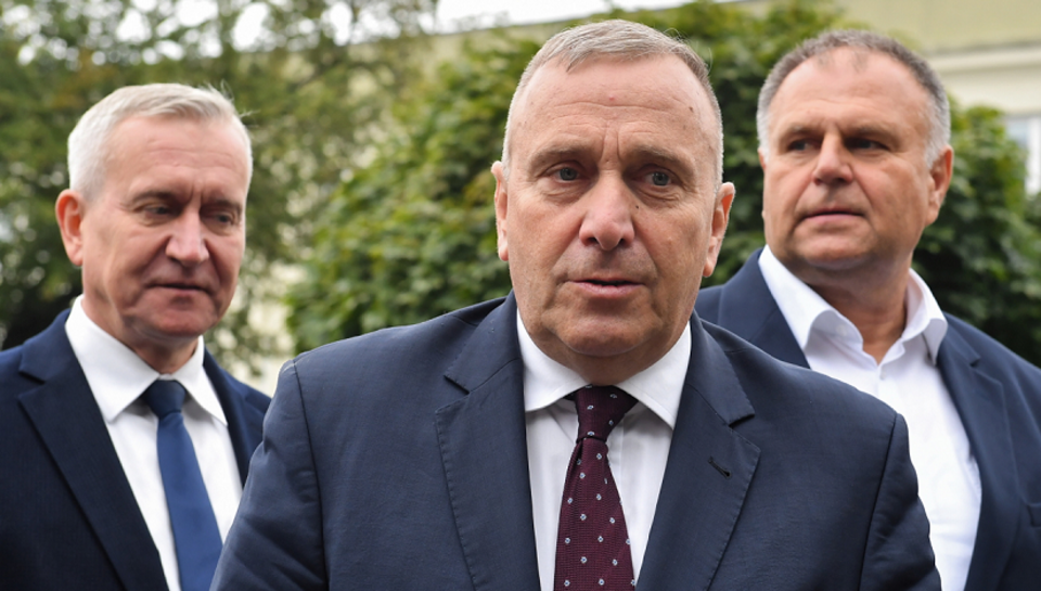 Grzegorz Schetyna, Robert Tyszkiewicz i Adam Cyrański / autor: PAP/Piotr Polak