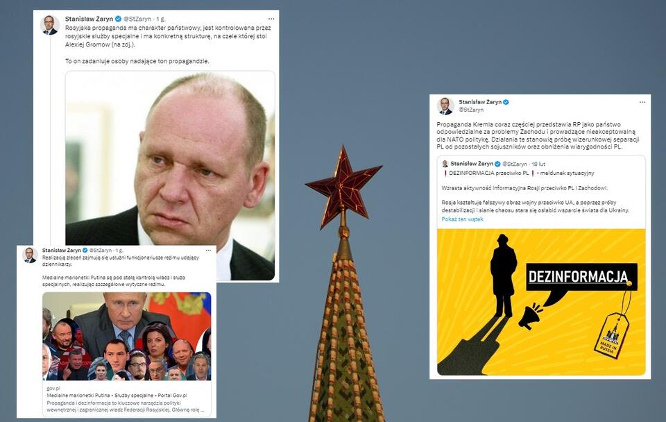 Zdjęcie w tle - czerwona gwiazda na Kremlu / autor: Fratria; Twitter/Stanisław Żaryn