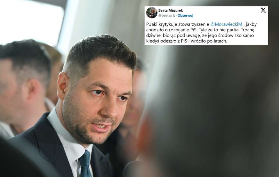 Jaki uderzył w stowarzyszenie Morawieckiego. Mazurek reaguje