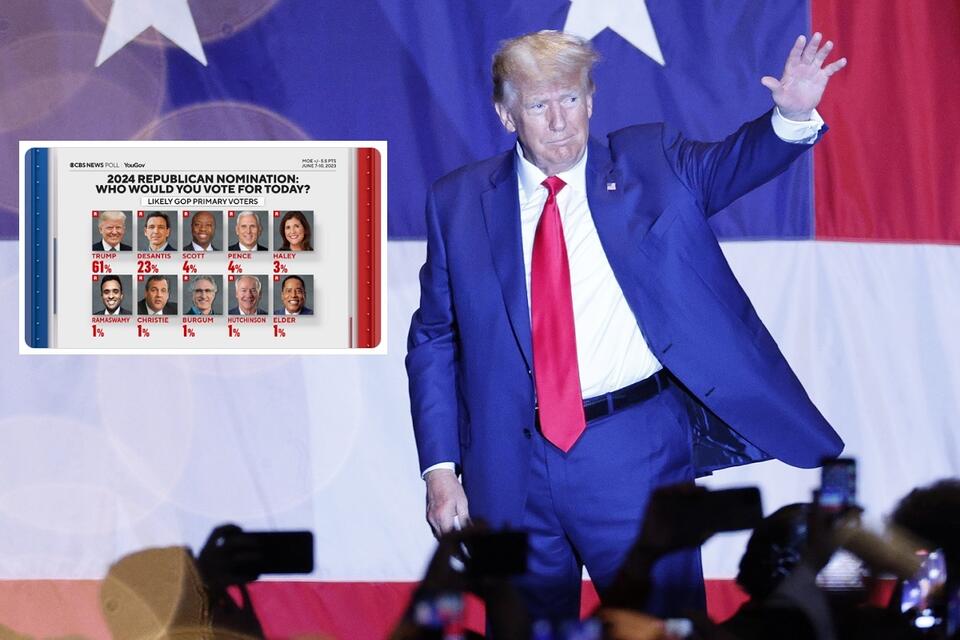 Były prezydent Donald Trump podczas stanowej konwencji Republikanów w Georgii / autor: PAP/EPA; Twitter; CBS News