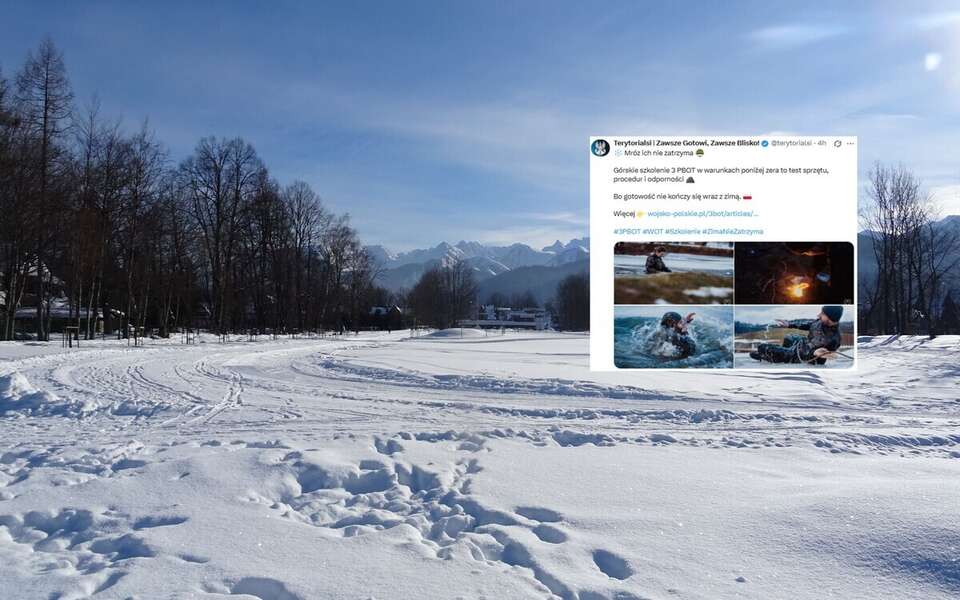 WOT w Bieszczadach. Ekstremalne ćwiczenia w zimowej aurze. "Przygotowują żołnierzy na najbardziej wymagające scenariusze". Na zdjęciu góry zimą i wpis Terytorialsów na portalu X (screen) / autor: Fratria/X-Terytorialsi | Zawsze Gotowi, Zawsze Blisko! (screen)