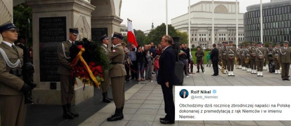 Ambasador Niemiec Rolf Nikel składa kwiaty przed Grobem Nieznanego Żołnierza / autor: Twitter/RolfNickel