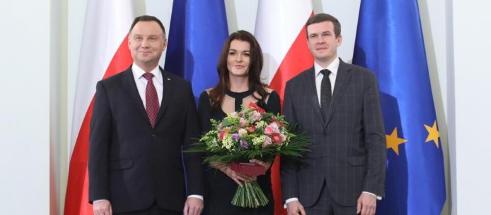 Prezydent Andrzej Duda, Agnieszka Radwańska i minister sportu Witold Bańka / autor: PAP