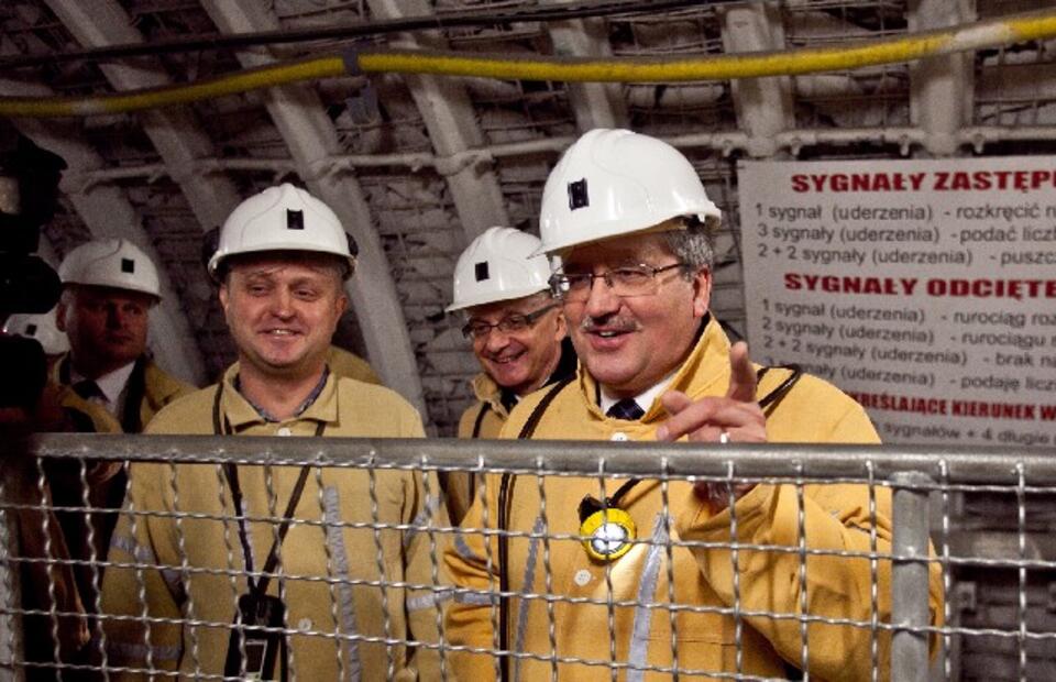 Prezydent Bronisław Komorowski podczas obchodów Barbórki, PAP