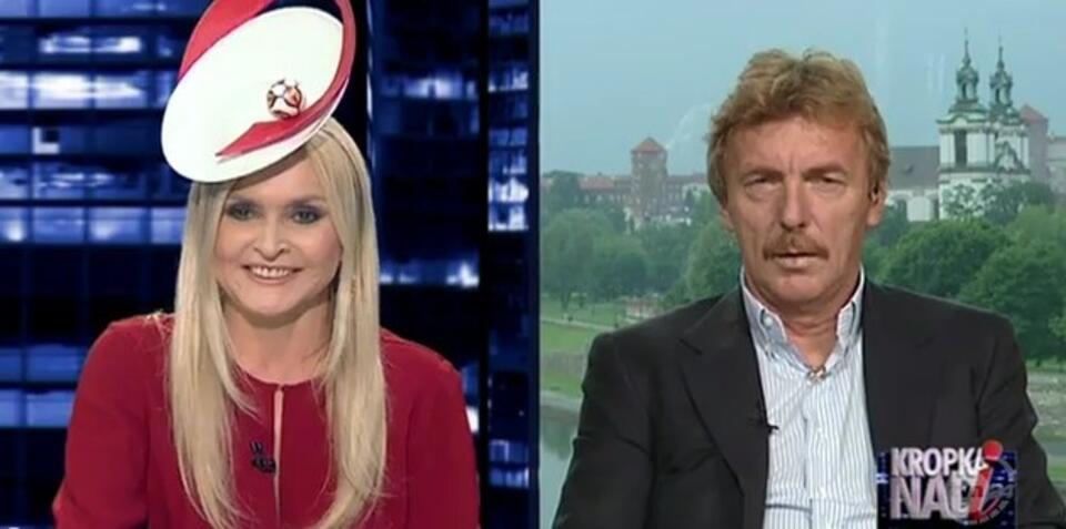 Monika Olejnik w swoim kapeluszu kibica. Fot. wPolityce.pl