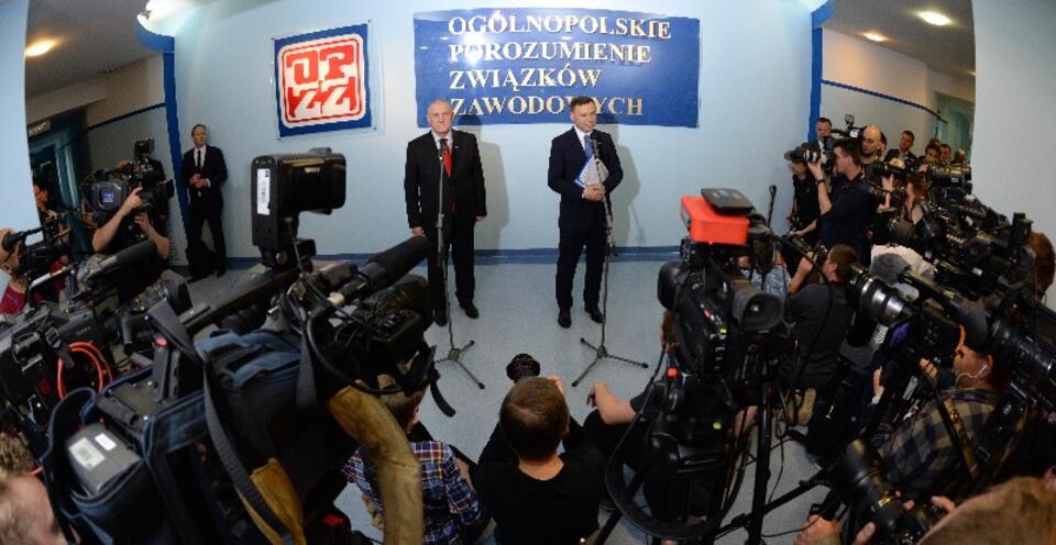 Szef OPZZ Jan Guz i Andrzej Duda, PAP/Jacek Turczyk