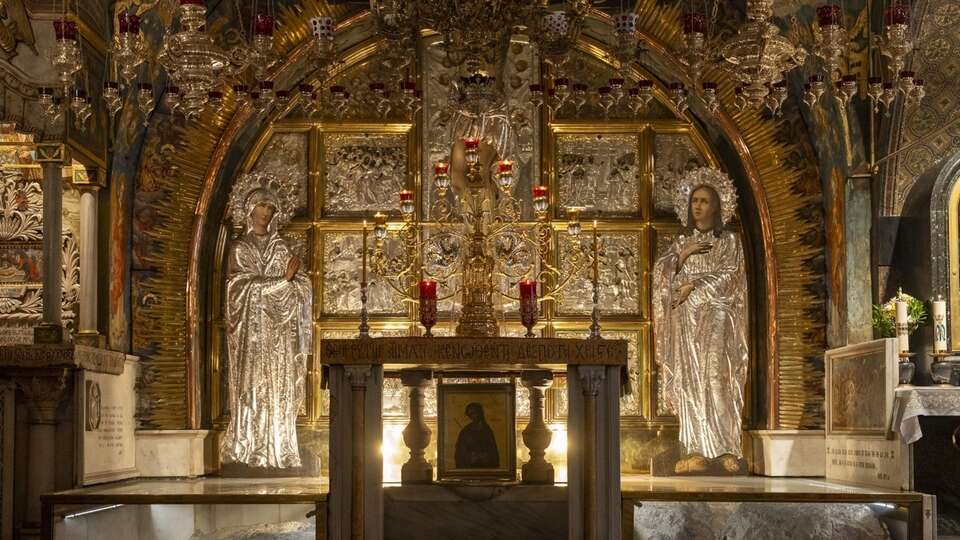 Prawosławna kaplica Śmierci na Krzyżu w Bazylice Grobu Pańskiego / autor: Vatican Media