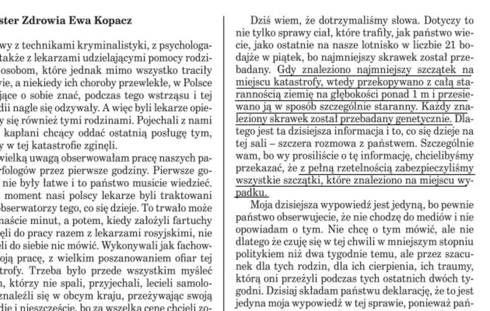 Fragment stenogramu sejmowego z 29 kwietnia 2010 roku