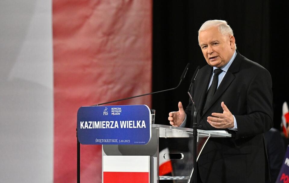 Jarosław Kaczyński w Kazimierzy Wielkiej / autor: PAP/Piotr Polak