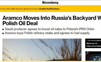 Bloomberg o fuzji Orlenu i Lotosu: Rosja straci w Polsce dominację na dostawy ropy