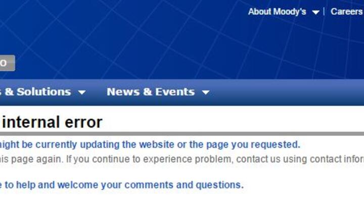 Widok strony internetowej agencji Moodys, sobota godz. 1.07