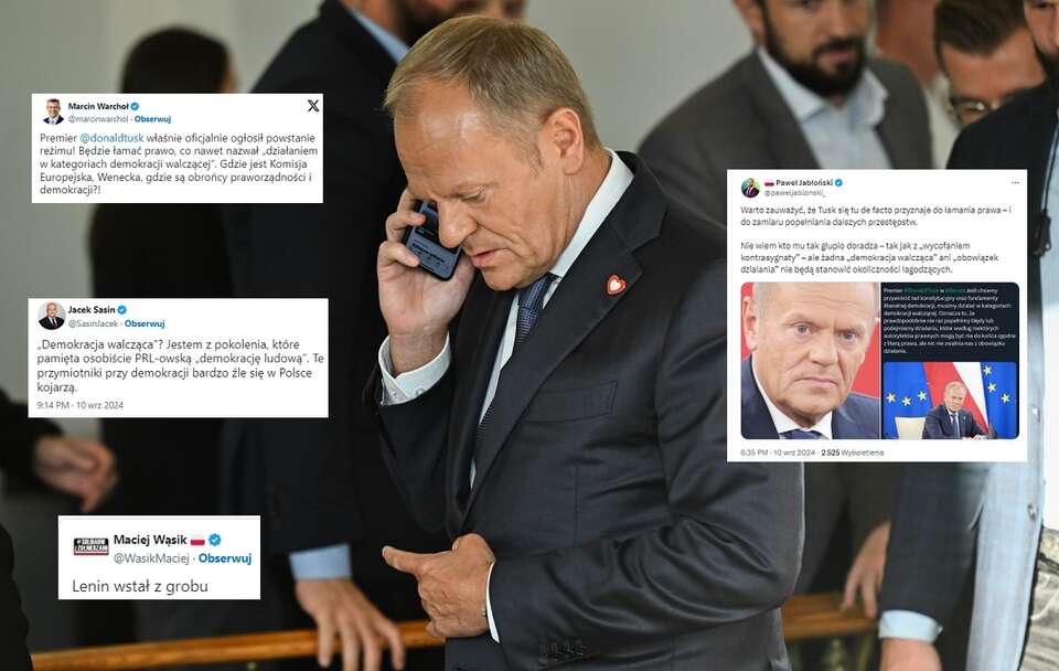 Premier Donald Tusk w drodze na spotkanie „Drogi wyjścia z kryzysu konstytucyjnego” w Senacie / autor: PAP/Radek Pietruszka, X