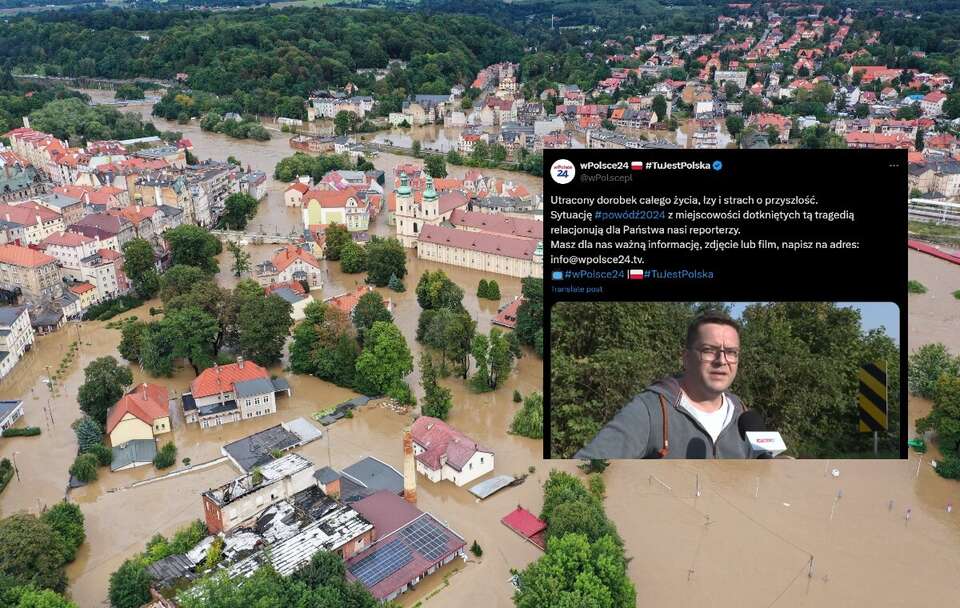 Rzeka Nysa Kłodzka zalała Kłodzko / autor: PAP/Maciej Kulczyński/X