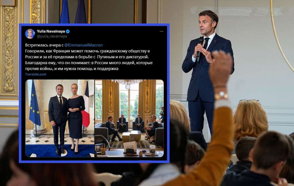 Macron spotkał się z rosyjską opozycjonistką Julią Nawalną / autor: PAP/EPA/Michel Euler / POOL/X/@yulia_navalnaya