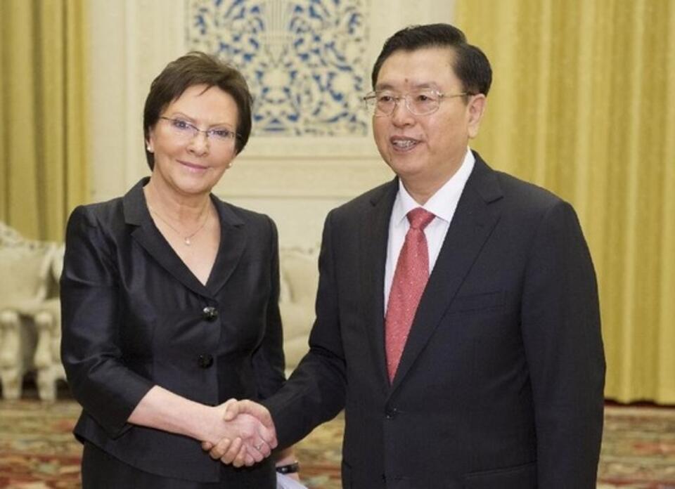 Ewa Kopacz i Zhang Dejiang, szef Komitetu Stałego chińskiego parlamentu. Fot. news.cn