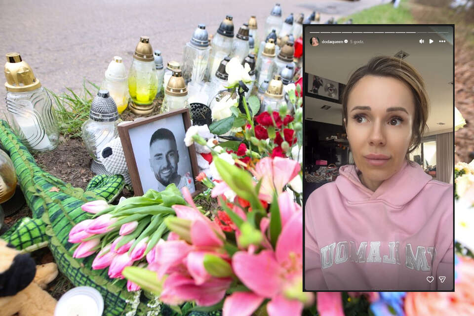  Kwiaty i znicze pozostawione w miejscu tragicznego wypadku posła Lewicy Łukasza Litewki przy ul. Kazimierzowskiej w Dąbrowie Górniczej. / autor: PAP/Art Service/Instagram/dodaqueen