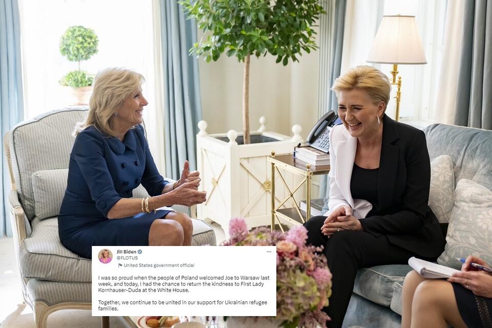 Pierszwa Dama Stanów Zjednoczonych Jill Biden spotkała się w Białym Domu z żoną prezydenta RP Agatą Kornhauser-Dudą / autor: Twitter/Jill Biden/@FLOTUS
