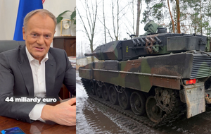 Donald Tusk / czołg Leopard / autor: X / Fratria