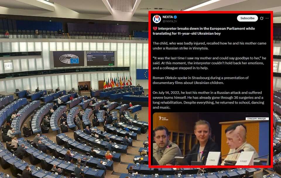 Poruszające świadectwo. Tłumaczka w PE nie powstrzymała łez / autor: Fratria/X