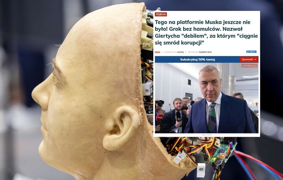 Zdj. ilustracyjne - humanoidalny robot firmy Hanson Robotics, który wykorzystuje sztuczną inteligencję / autor: PAP/EPA/SALVATORE DI NOLFI