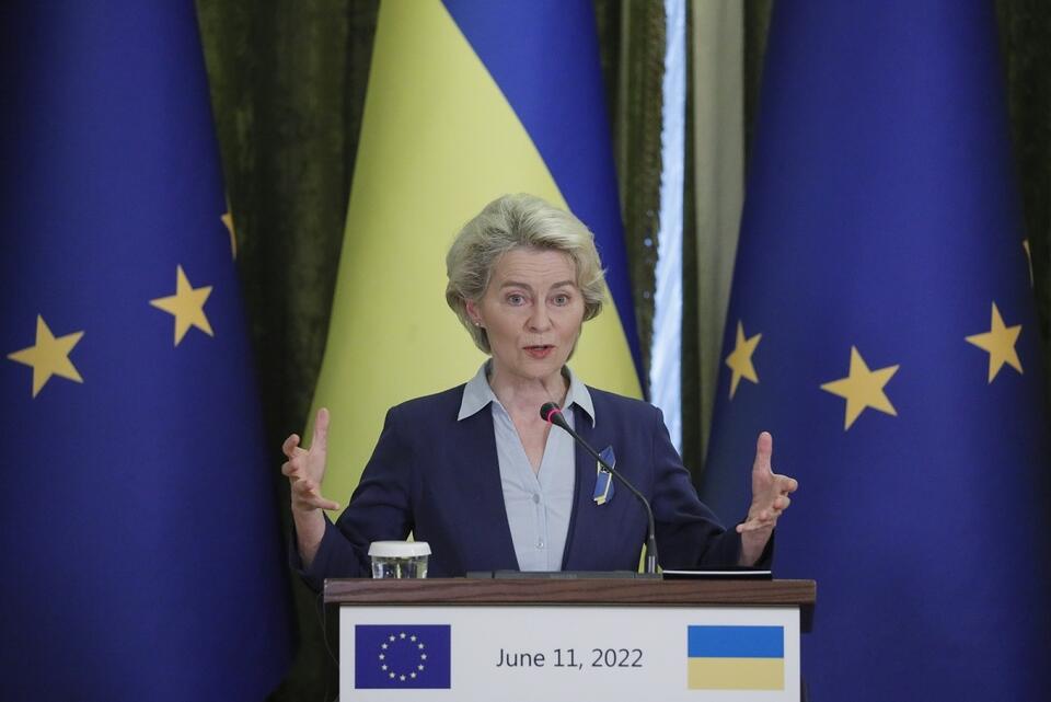 Ursula von der Leyen podczas wizyty w Kijowie / autor: PAP/EPA
