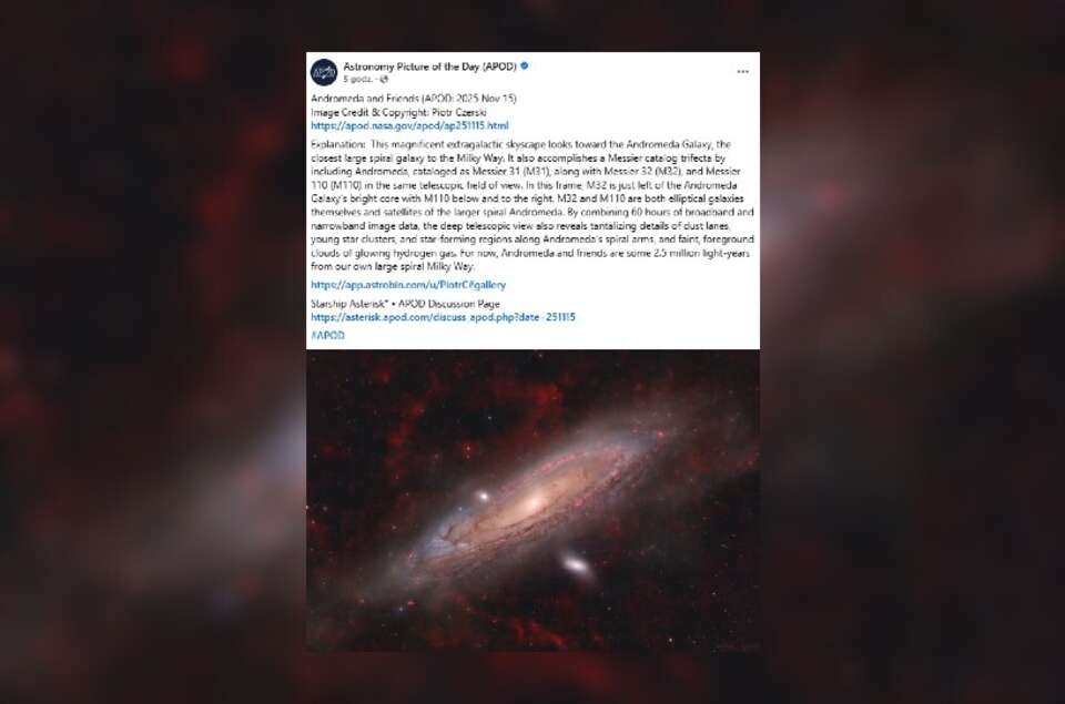 Polak autorem zdjęcia dnia NASA! Pokazał Galaktykę Andromedy