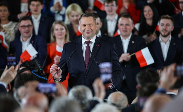 Poseł PiS Przemysław Czarnek (C) podczas konwencji Prawa i Sprawiedliwości w Krakowie / autor: PAP/Łukasz Gągulski