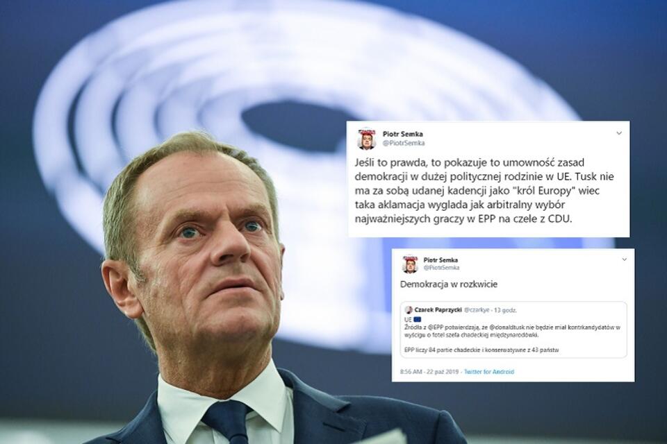 Szef RE Donald Tusk / autor: PAP/EPA; Twitter/Piotr Semka