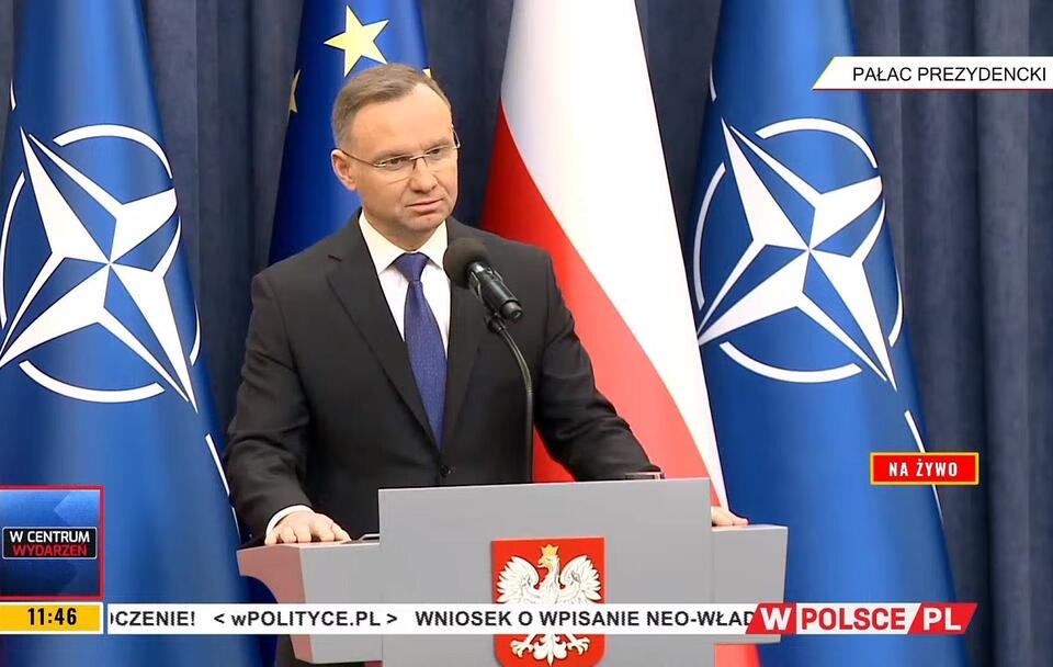 Oświadczenie prezydenta Andrzeja Dudy / autor: Youtube/wPolsce.pl