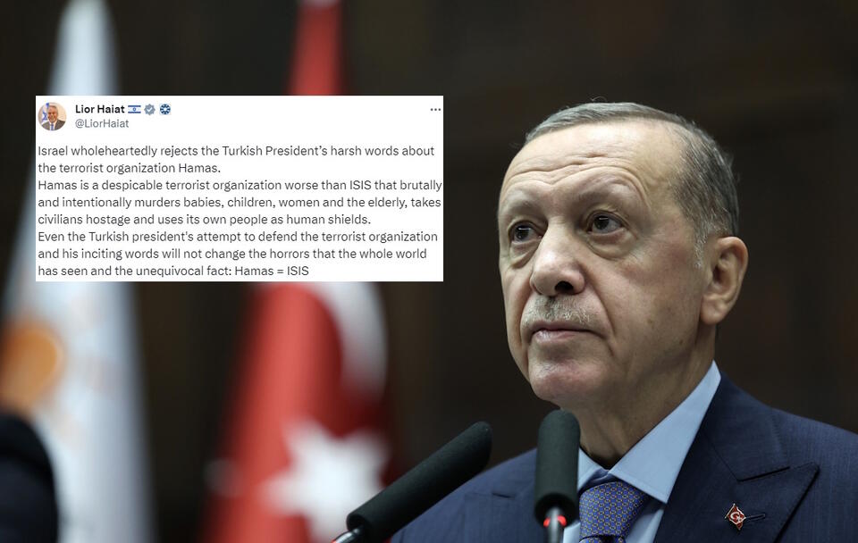 Prezydent Erdogan / autor: PAP/EPA/TURKISH PRESIDENT PRESS OFFICE HANDOUT/X: @LiorHaiat
